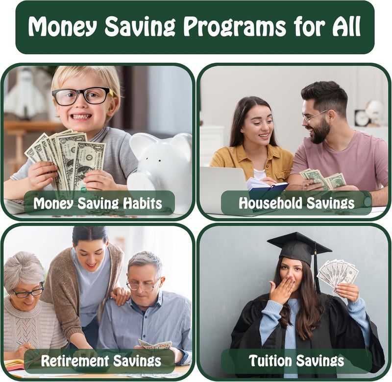 Antner 100 Envelopes Money Saving Challenge Binder, Savings Challenges Book with Envelopes & 3 Challenge Trackers to Save $5,050 and $500 and $10,000, A5 Budget Binder Money Saving Book, Dark Green - Image 3